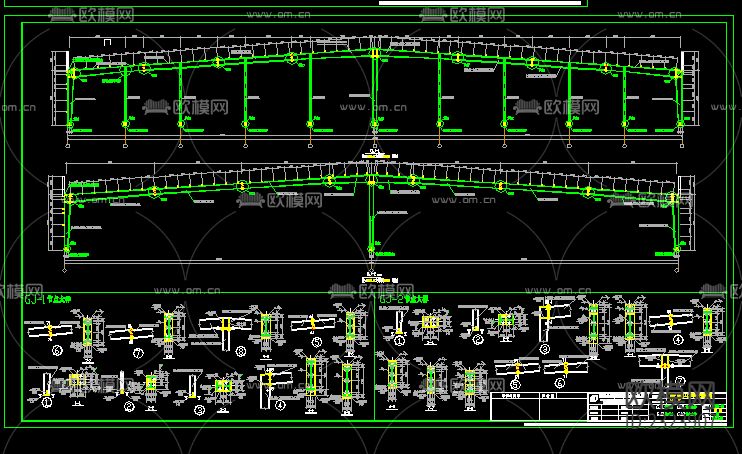 钢结构仓库设计cad施工图下载（渲染图3）