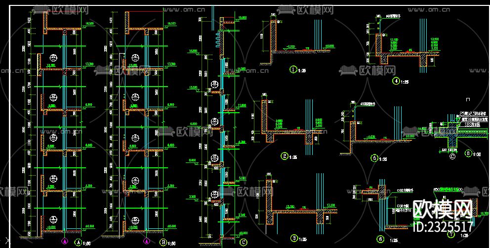 五层学生宿舍CAD施工图下载（渲染图6）