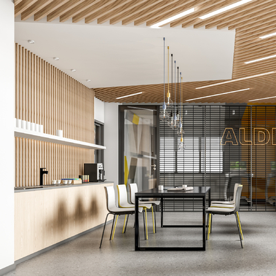  现代办公室休息区 茶水间su模型 