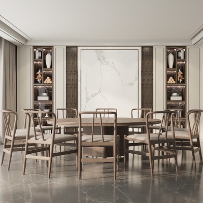  新中式中餐厅包房 包间 包厢su模型 