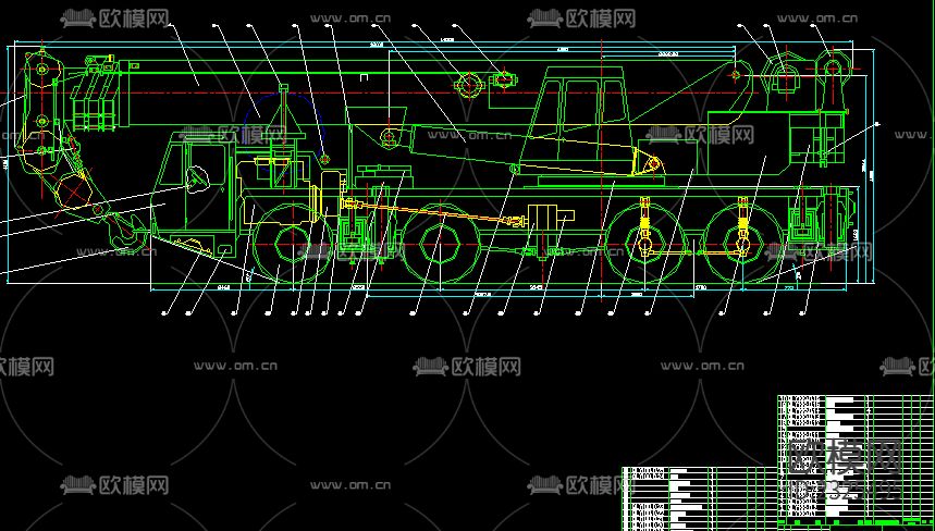 QYL100轮胎起重机CAD施工图下载（渲染图2）
