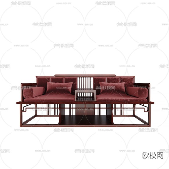 新中式罗汉床3d模型下载