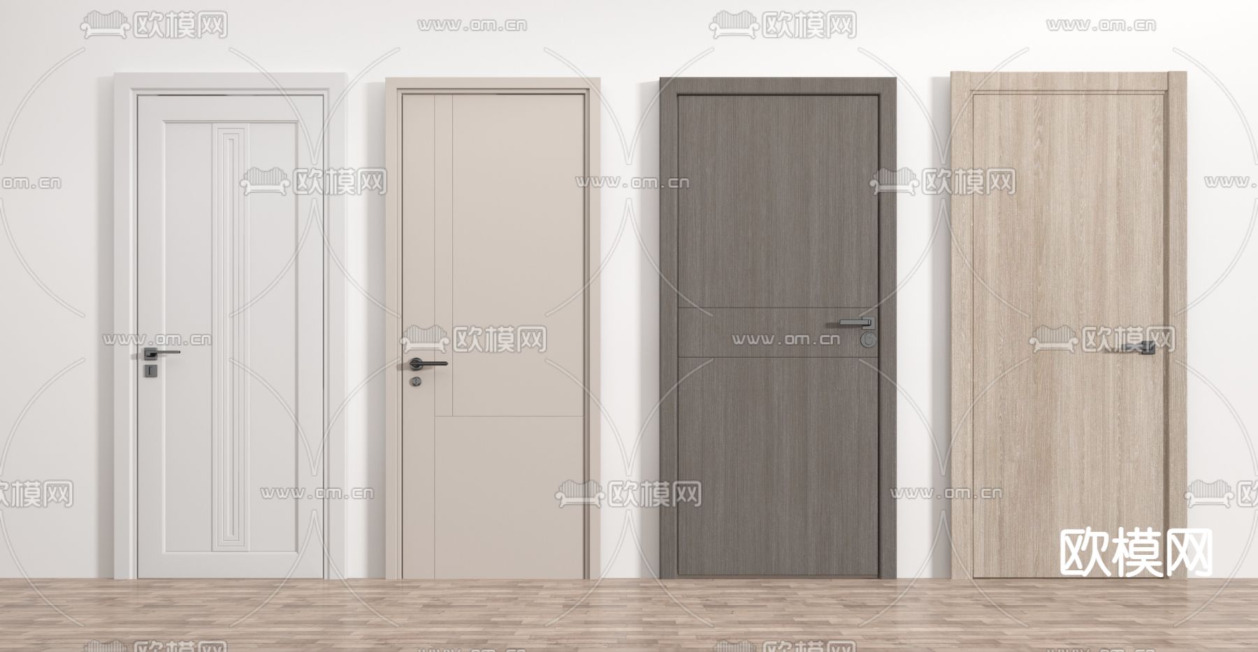 现代单开门  平开门 入户门 房间门3d模型下载