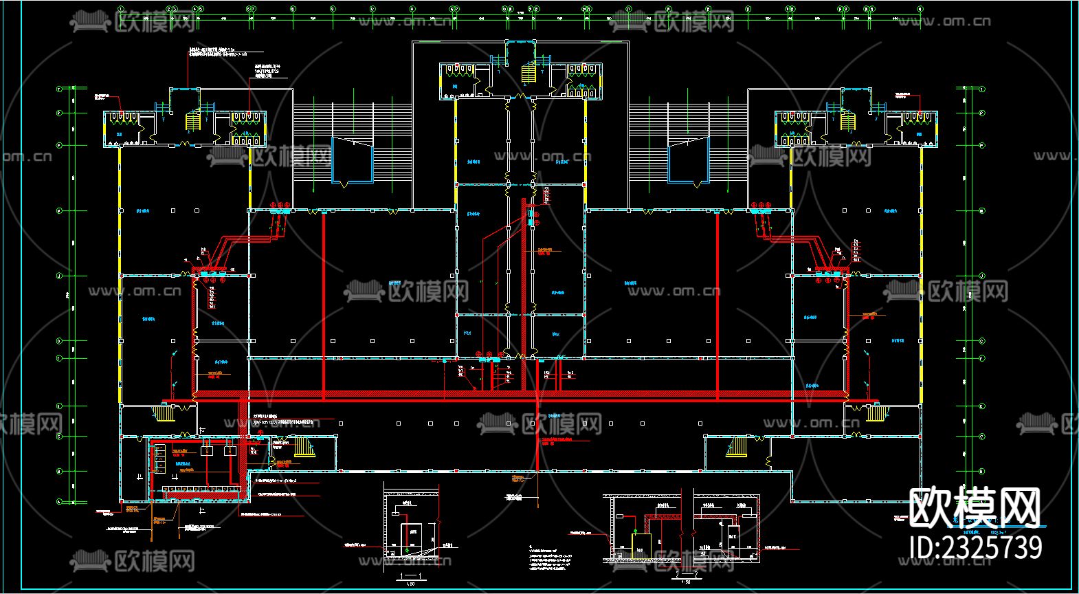 学校教学楼全套电气CAD施工图下载（渲染图4）