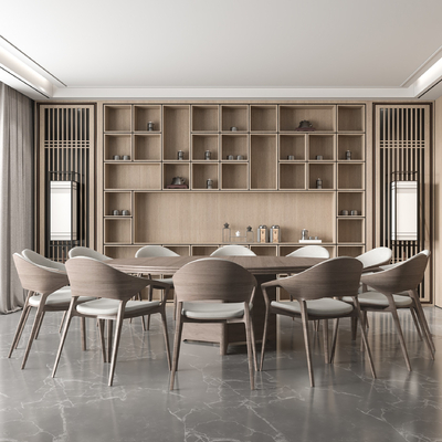  新中式中餐厅包房 包厢 包间su模型 