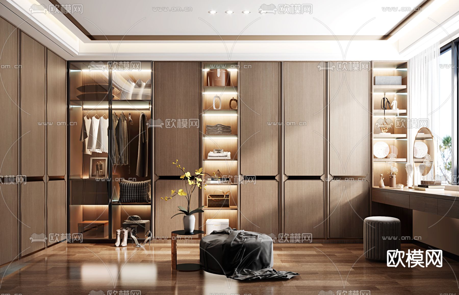 新中式衣帽间3d模型下载