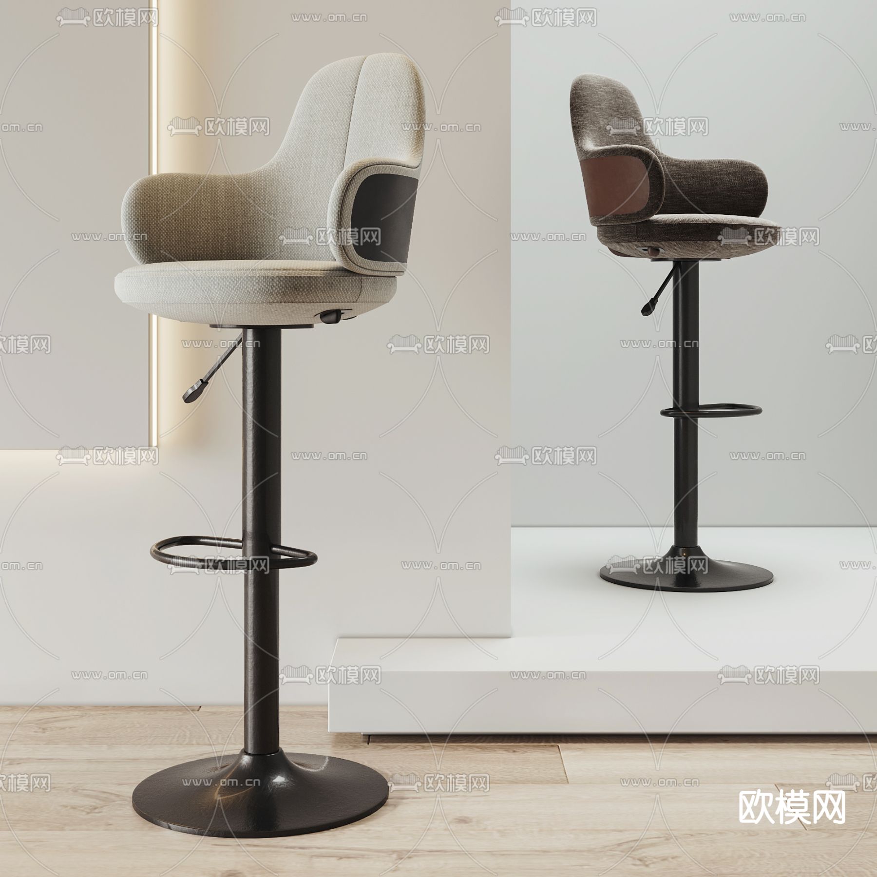 现代吧台椅 吧凳3d模型下载_ID12154682_3dmax免费模型-欧模网