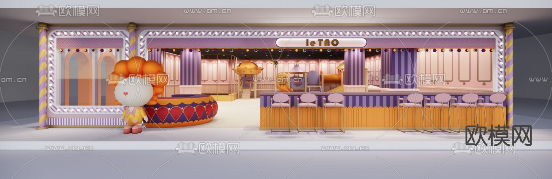 现代卡通主题儿童游乐室su模型下载（渲染图1）