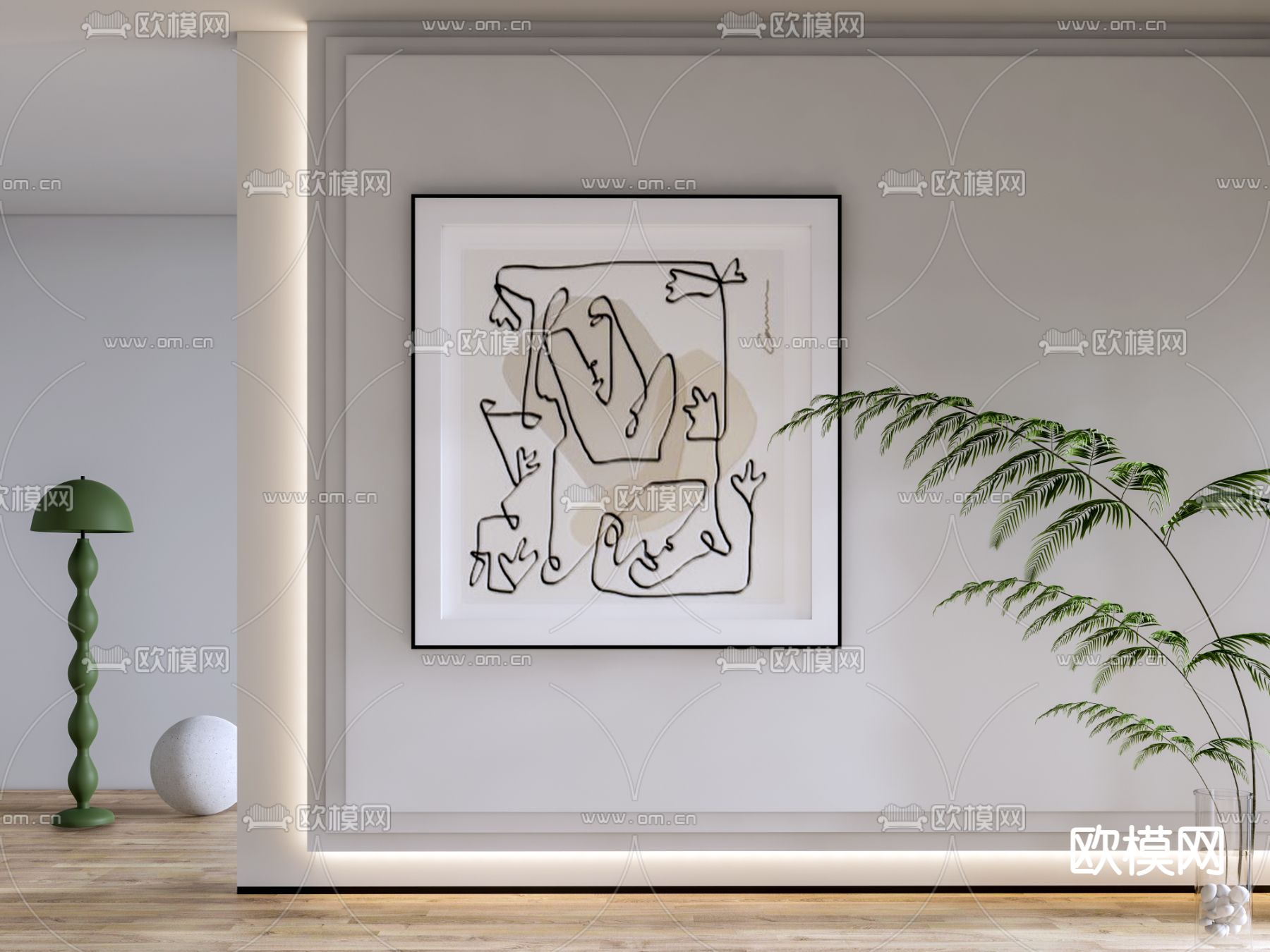 北欧装饰画 挂画su模型下载（渲染图1）