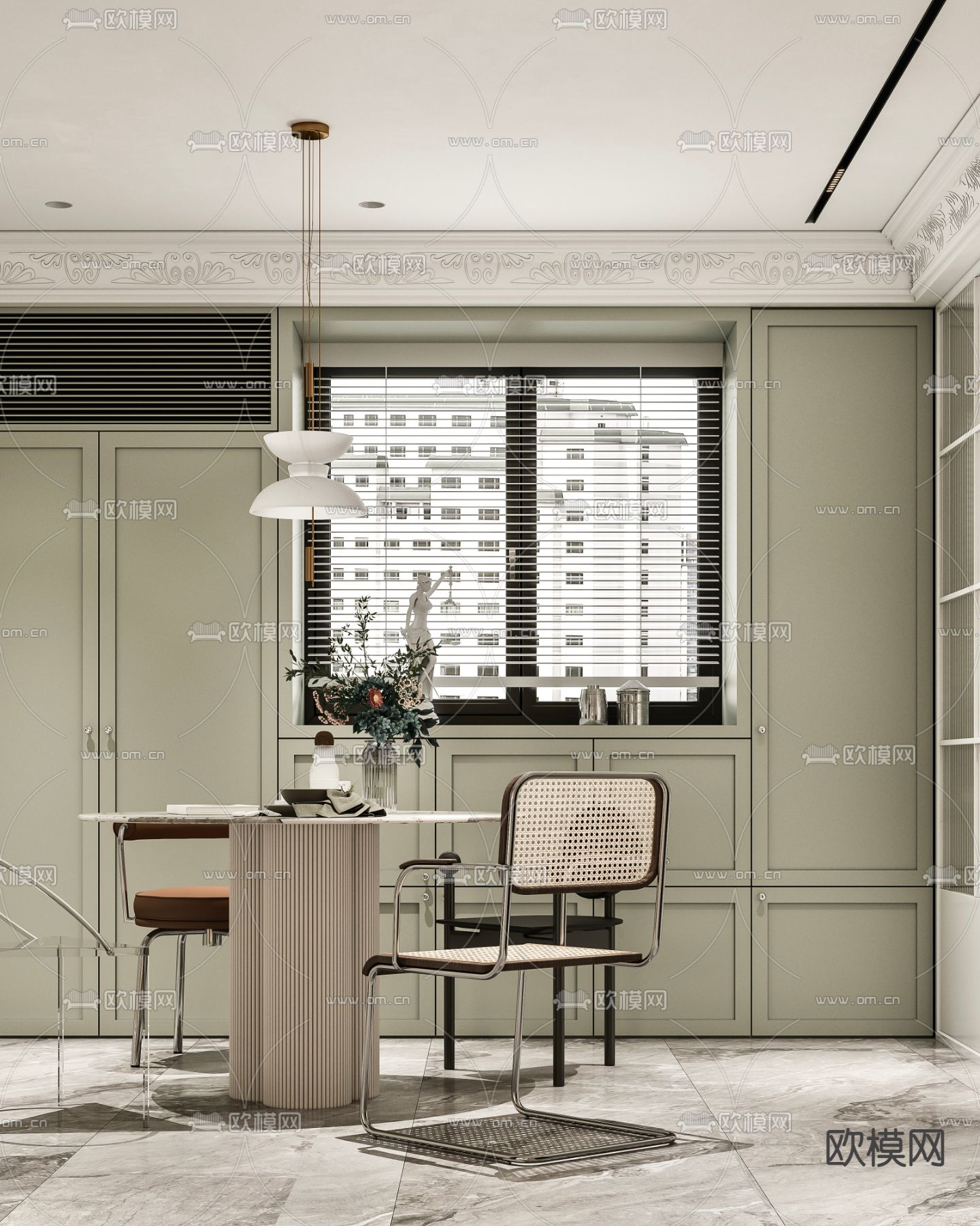 法式客餐厅3d模型下载（渲染图3）