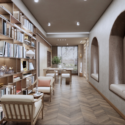  现代阅览室su模型 