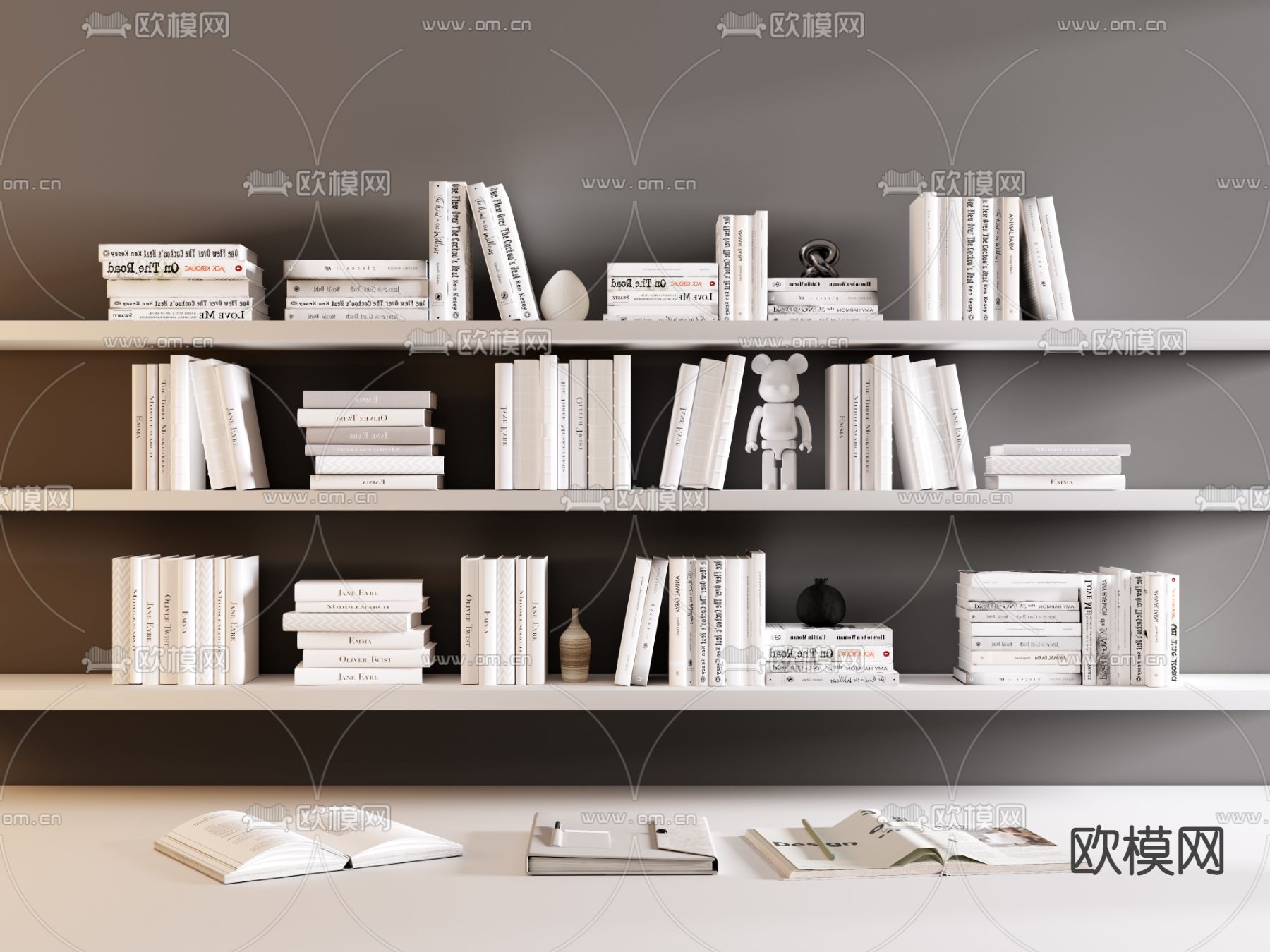 现代书籍 书本 书架3d模型下载