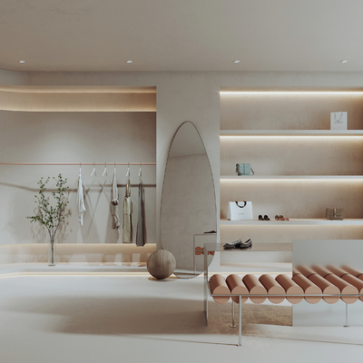  现代服装店女装店su模型 