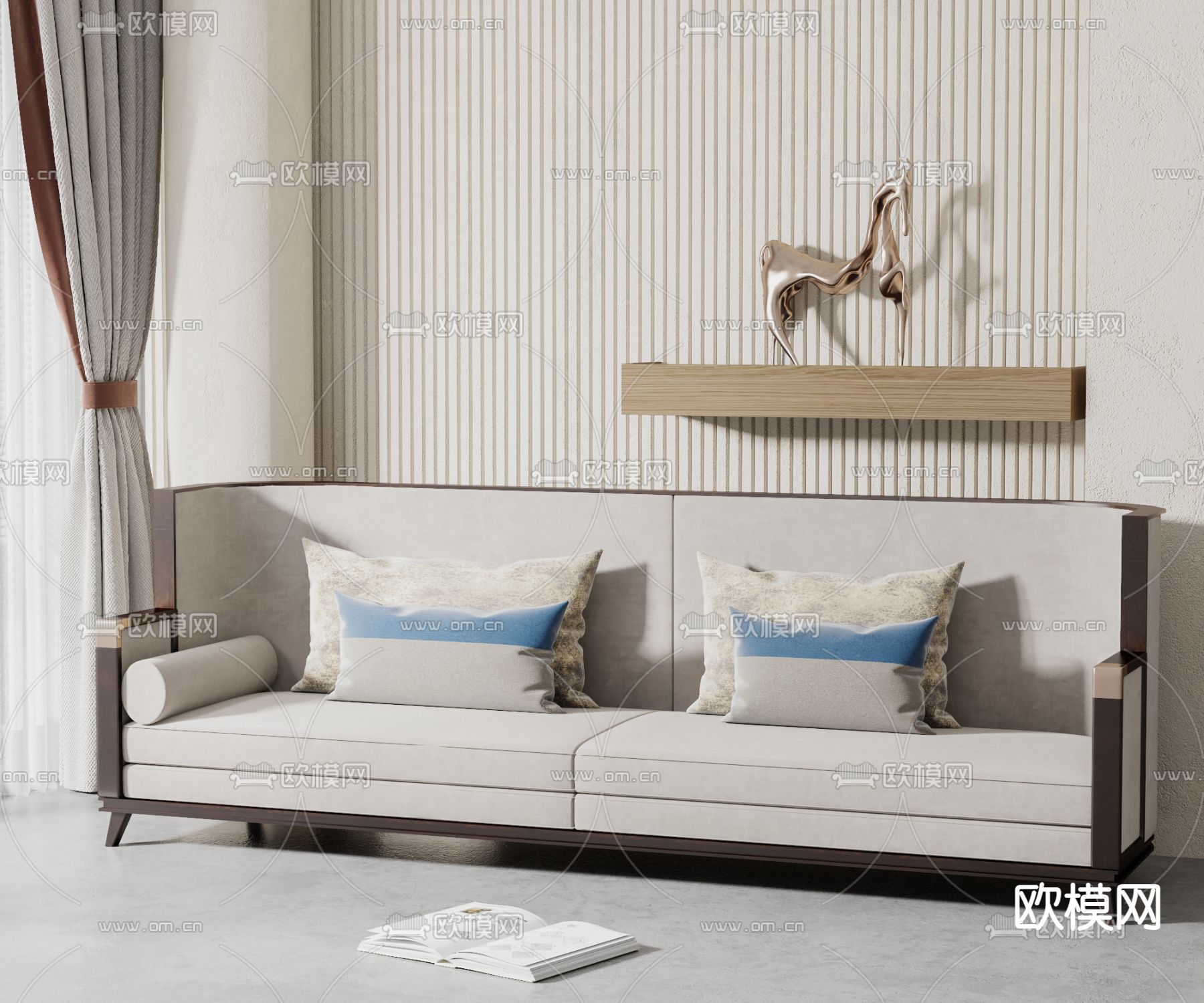 新中式双人沙发3d模型下载