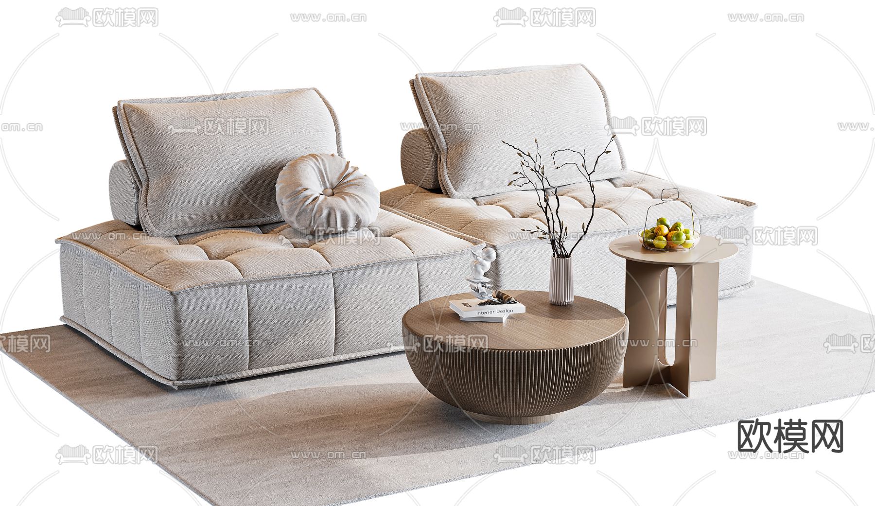 现代双人沙发3d模型下载