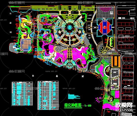 广场铺装绿化种植CAD施工图下载