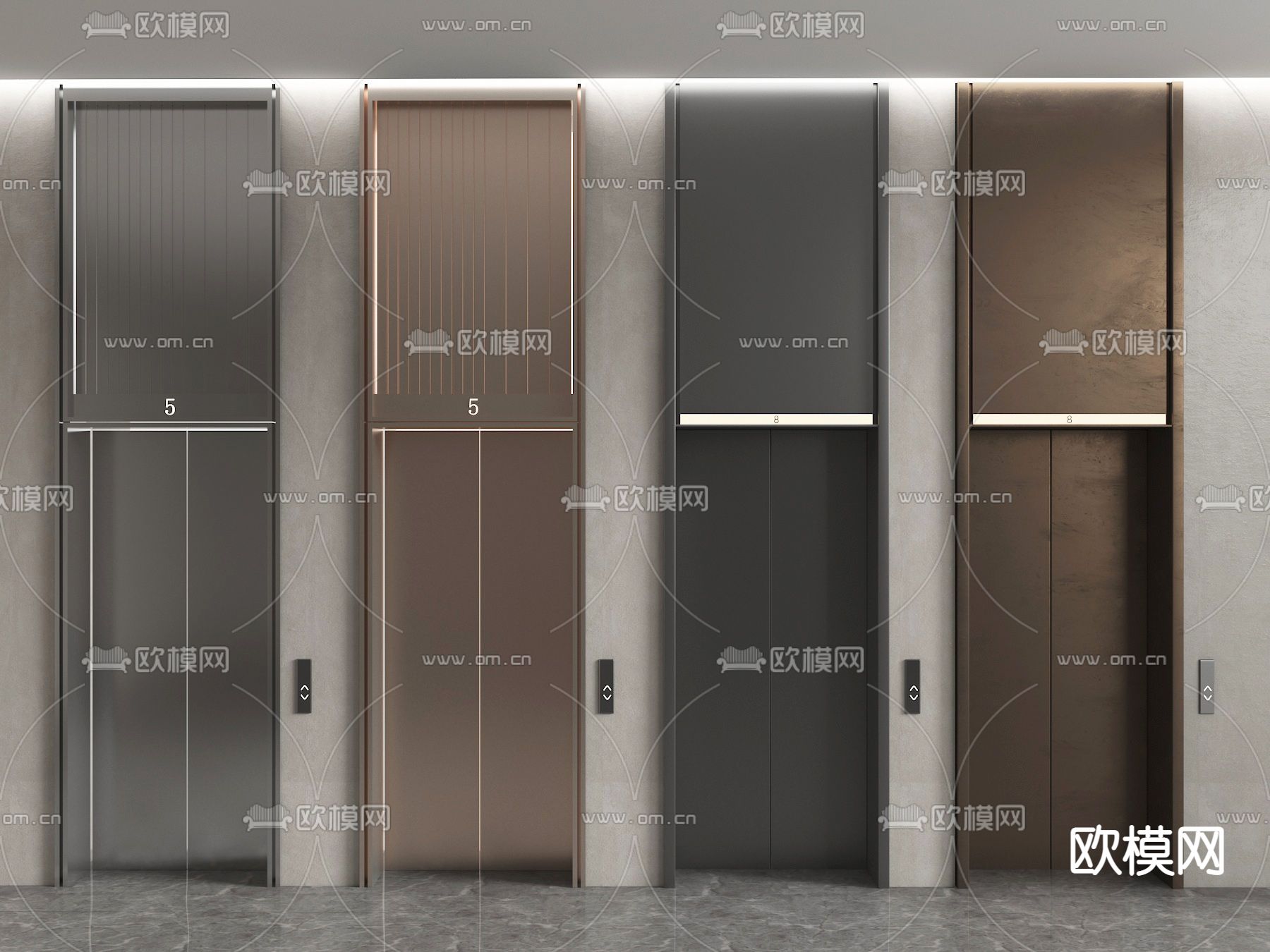 现代电梯厅 电梯间3d模型下载