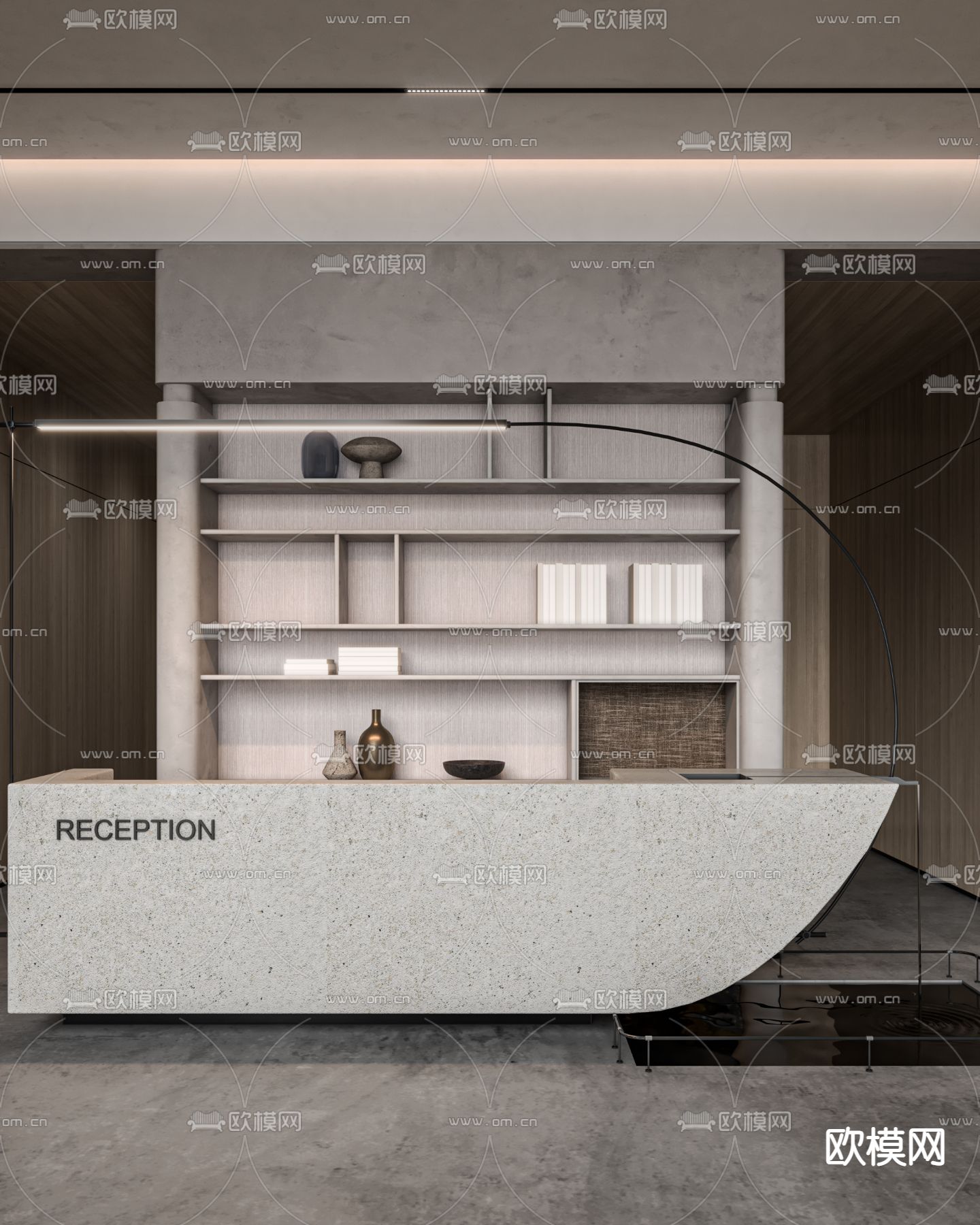 新古典前台 接待3d模型下载（渲染图3）