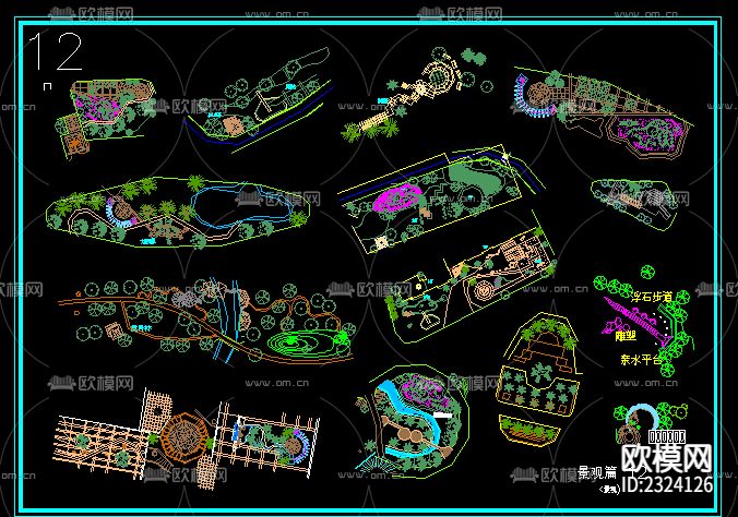 200多种景观小样设计CAD施工图下载（渲染图2）