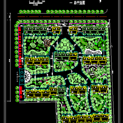  小區(qū)規(guī)劃CAD施工圖 