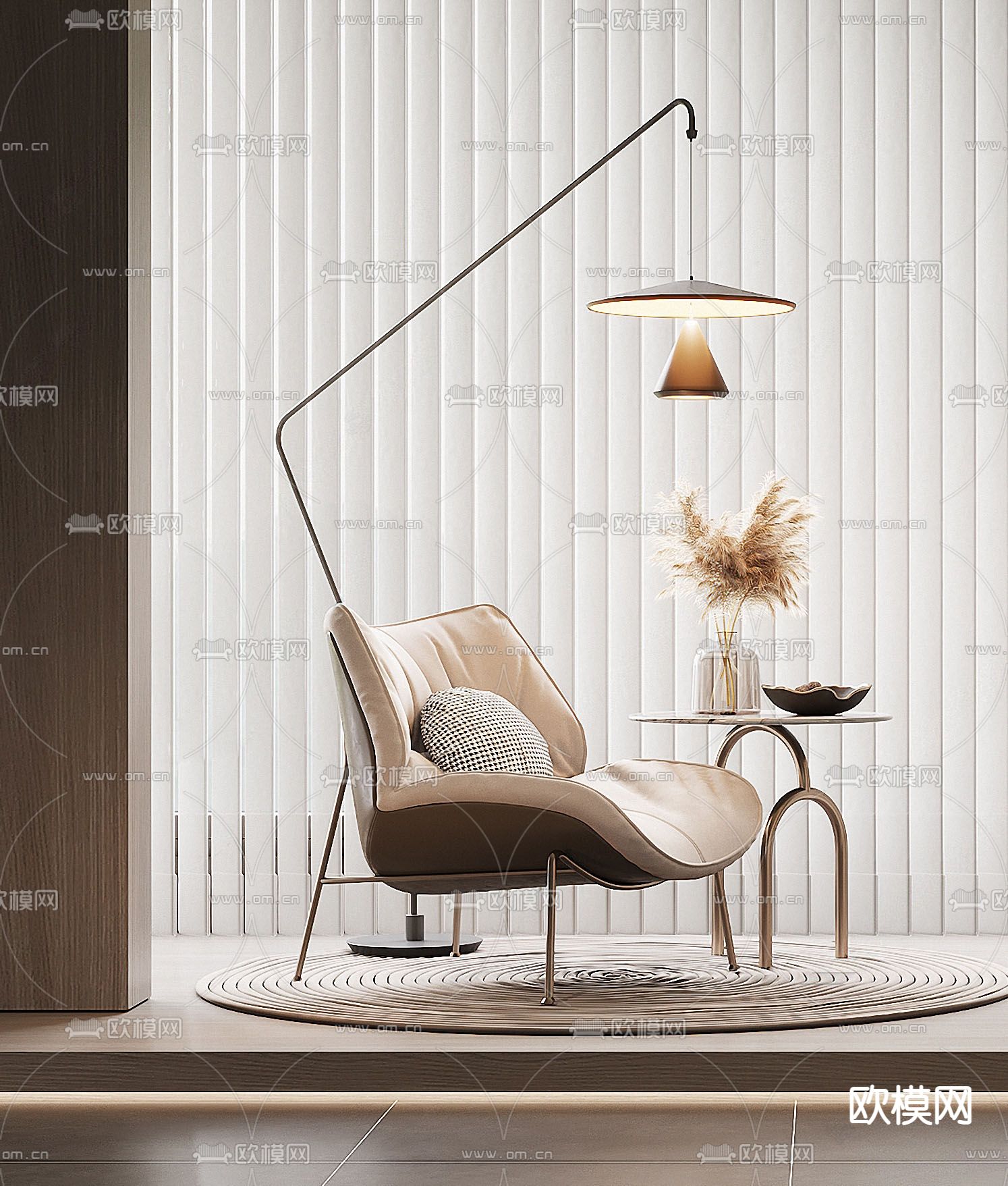 现代轻奢休闲椅子su模型下载（渲染图1）