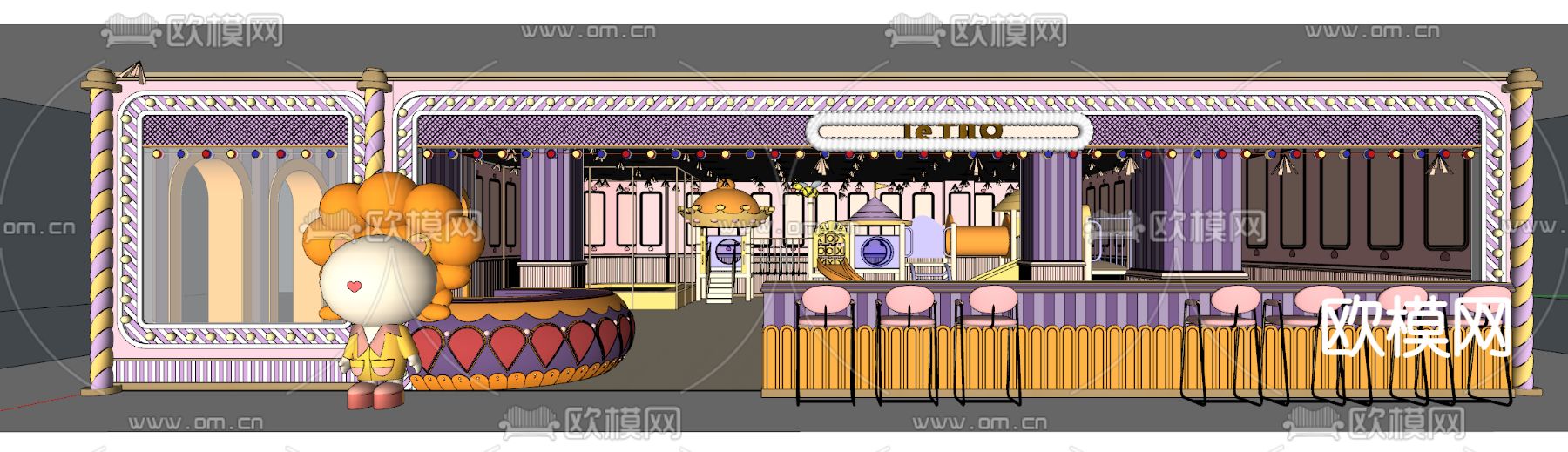 现代卡通主题儿童游乐室su模型下载（渲染图2）