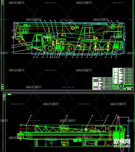QYL100轮胎起重机CAD施工图下载（渲染图1）