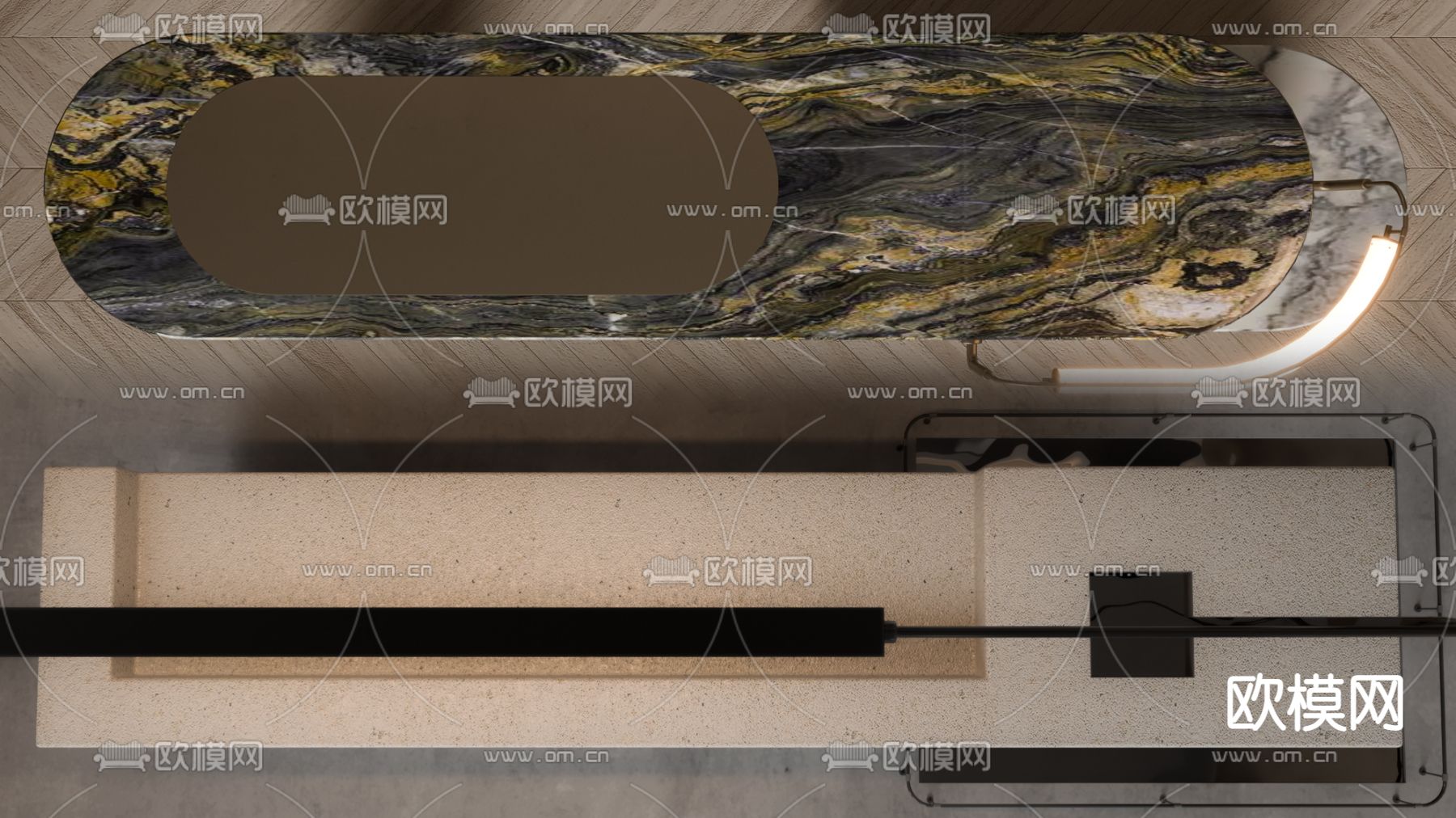 新古典前台 接待3d模型下载（渲染图2）