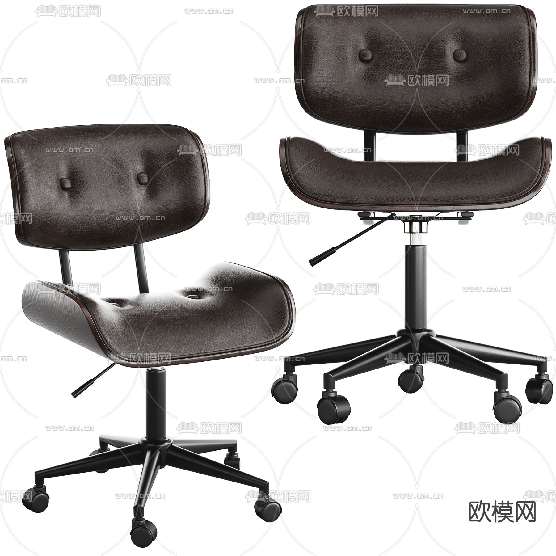 Minotti办公椅 转椅3d模型下载（渲染图1）