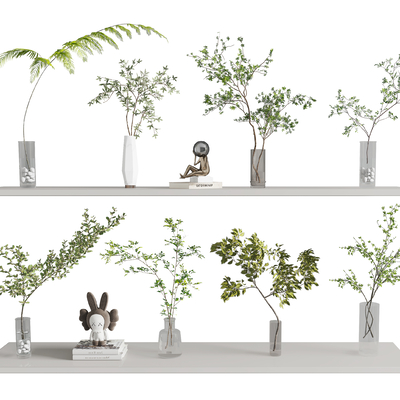  现代水生植物 书籍 雕塑摆件su模型 