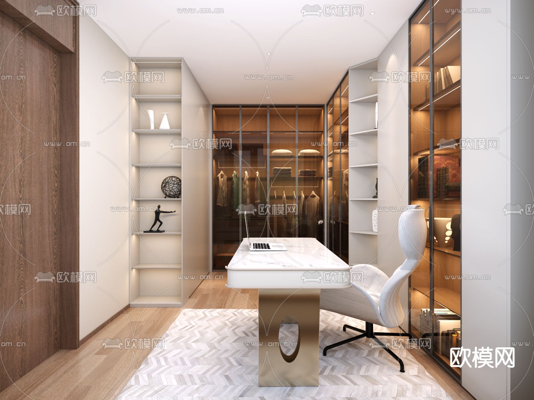 现代衣帽间免费3d模型下载