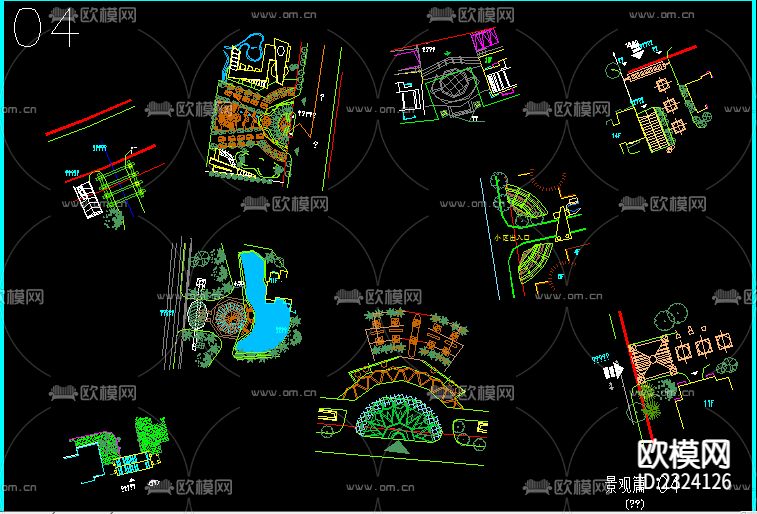 200多种景观小样设计CAD施工图下载（渲染图4）