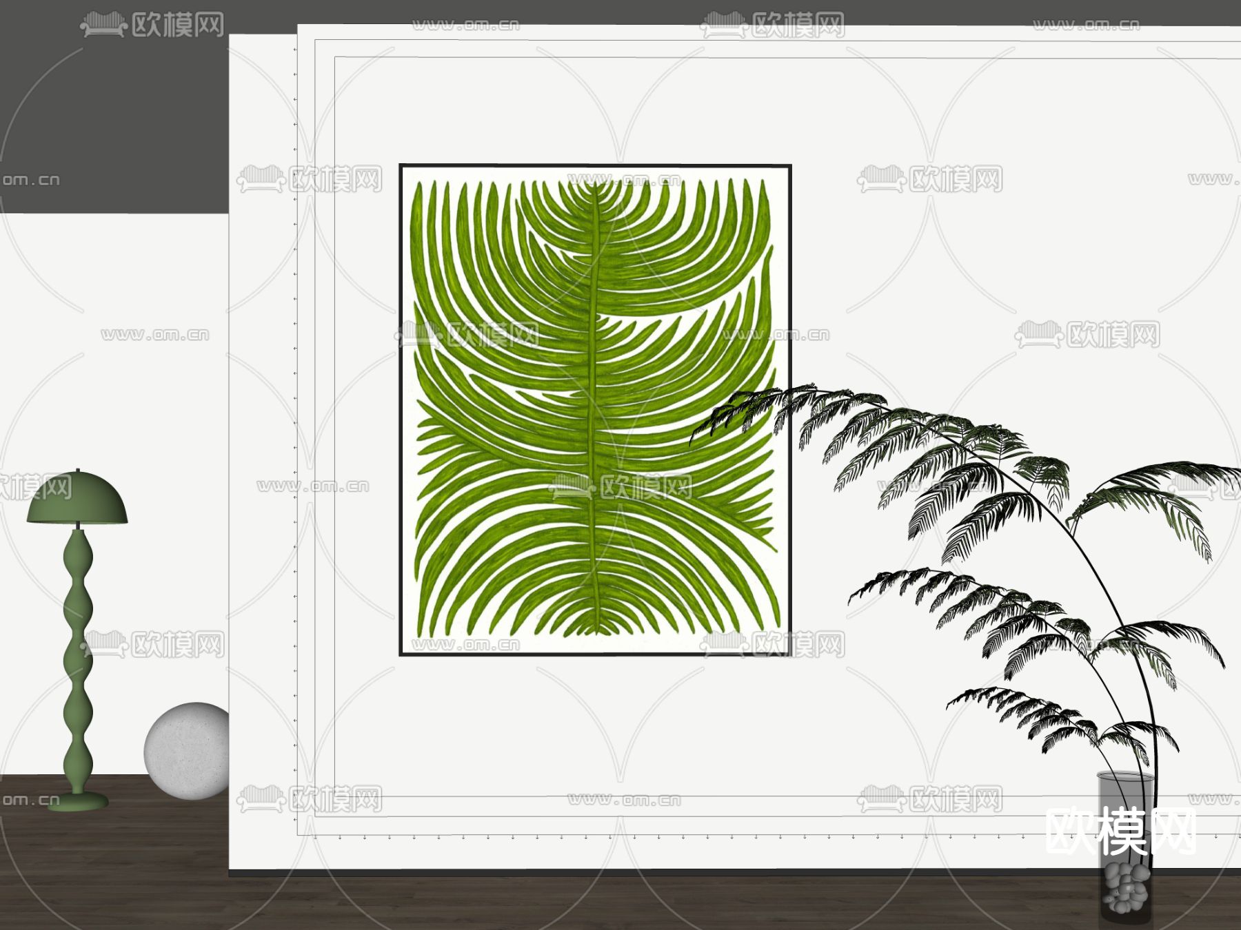 北欧装饰画 挂画su模型下载（渲染图2）