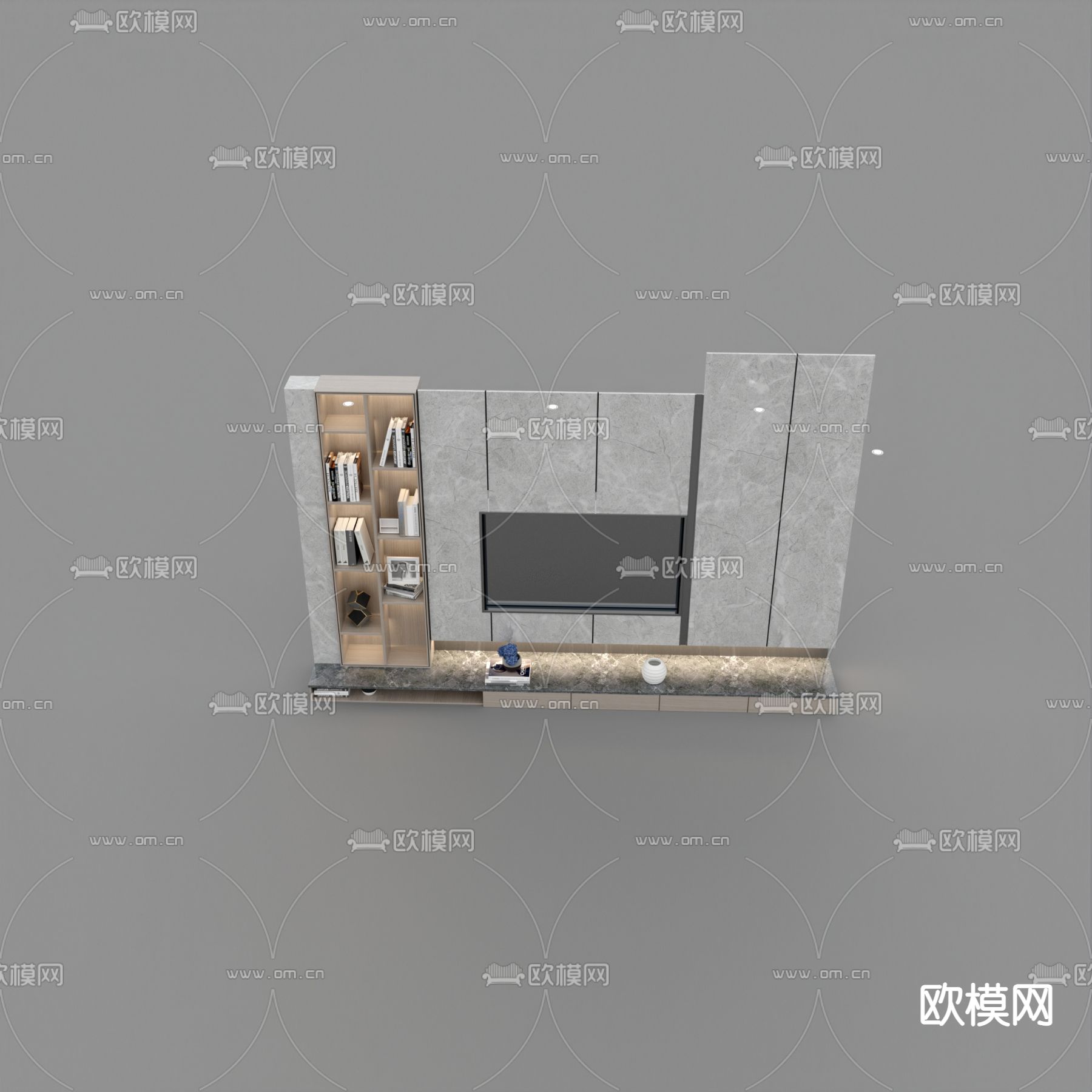 现代简约大理石电视背景墙免费3d模型下载