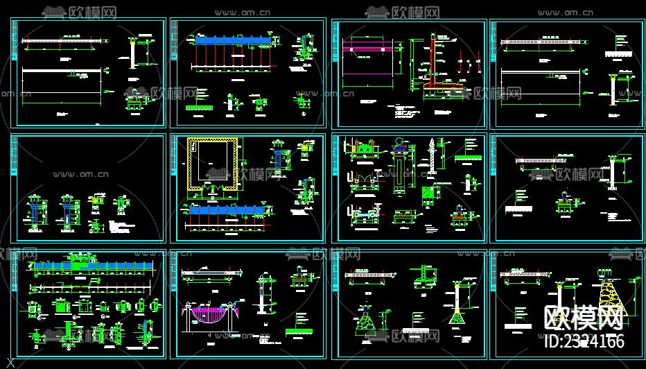 围墙建筑设计cad施工图下载（渲染图1）