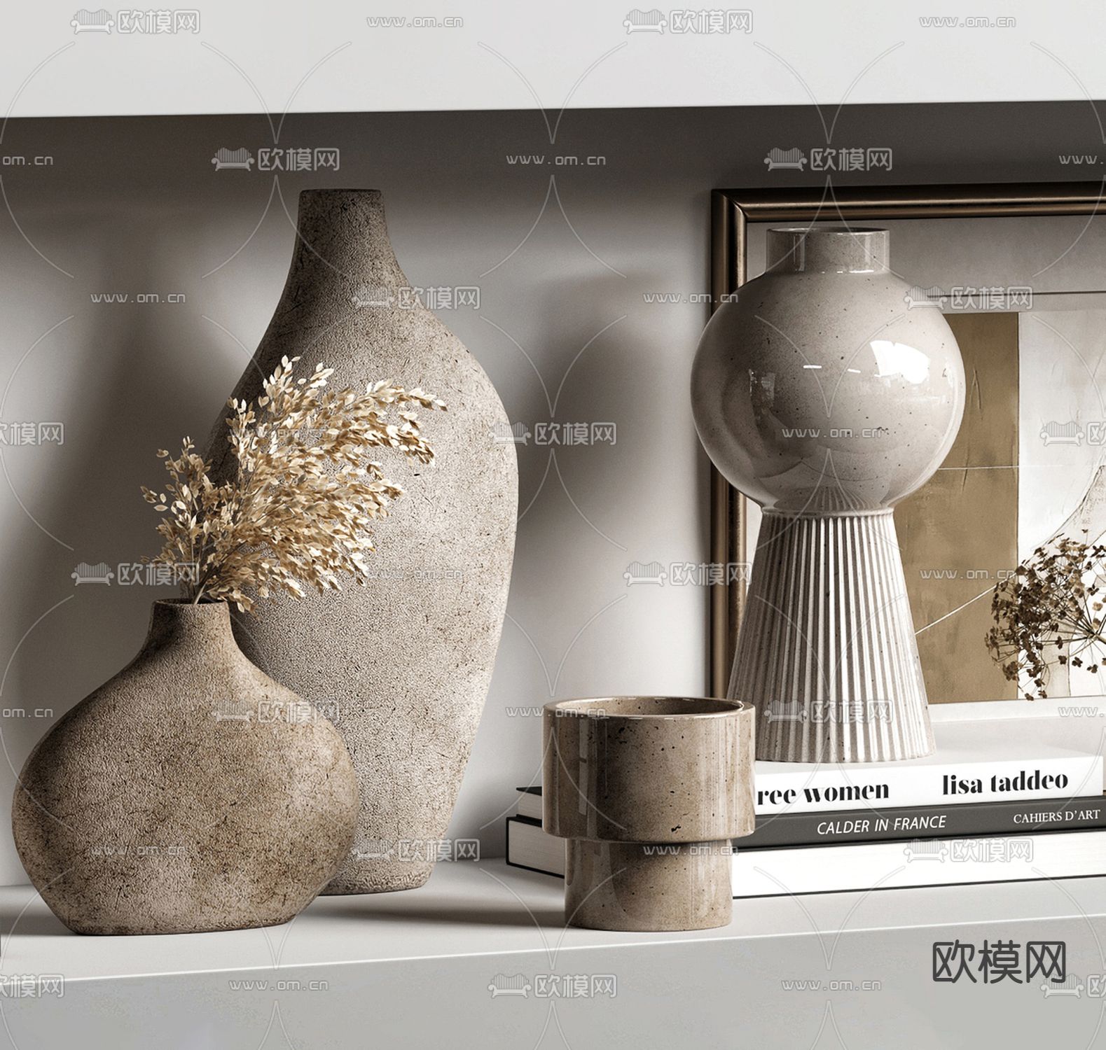 侘寂风陶罐 花瓶花艺3d模型下载_ID12151615_3dmax免费模型-欧模网