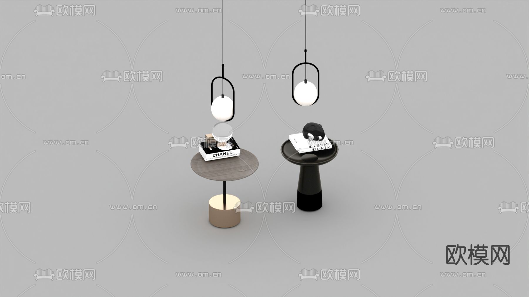 现代轻奢创意圆形边几免费3d模型下载