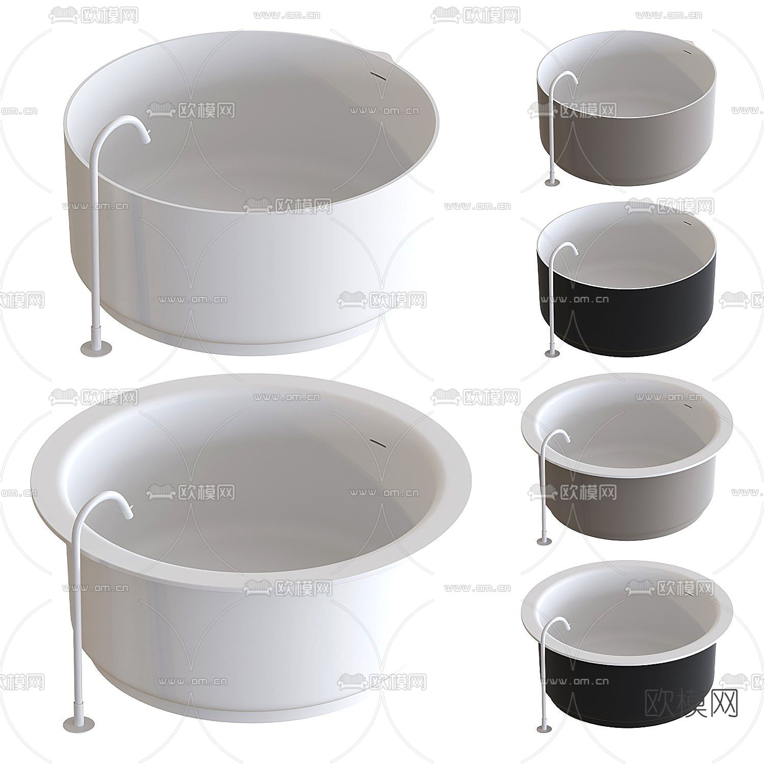 现代圆形浴缸3d模型下载