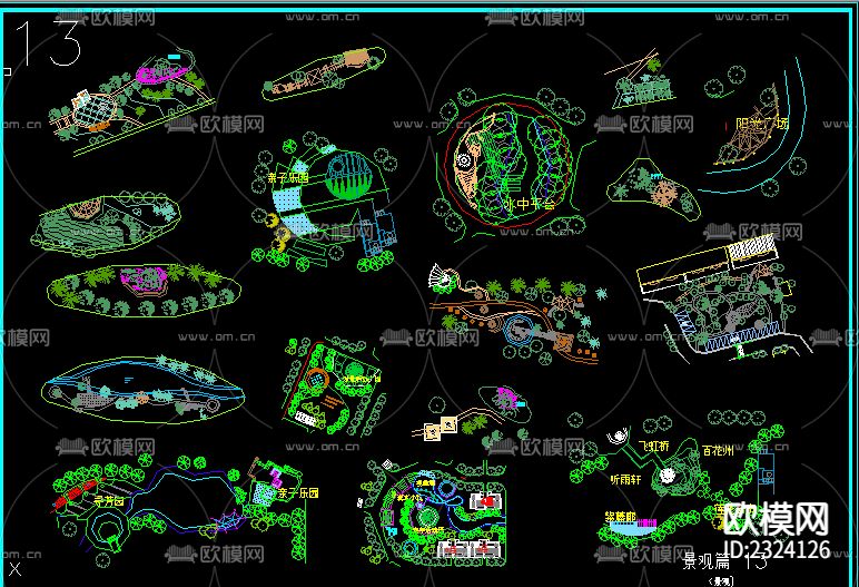 200多种景观小样设计CAD施工图下载（渲染图5）