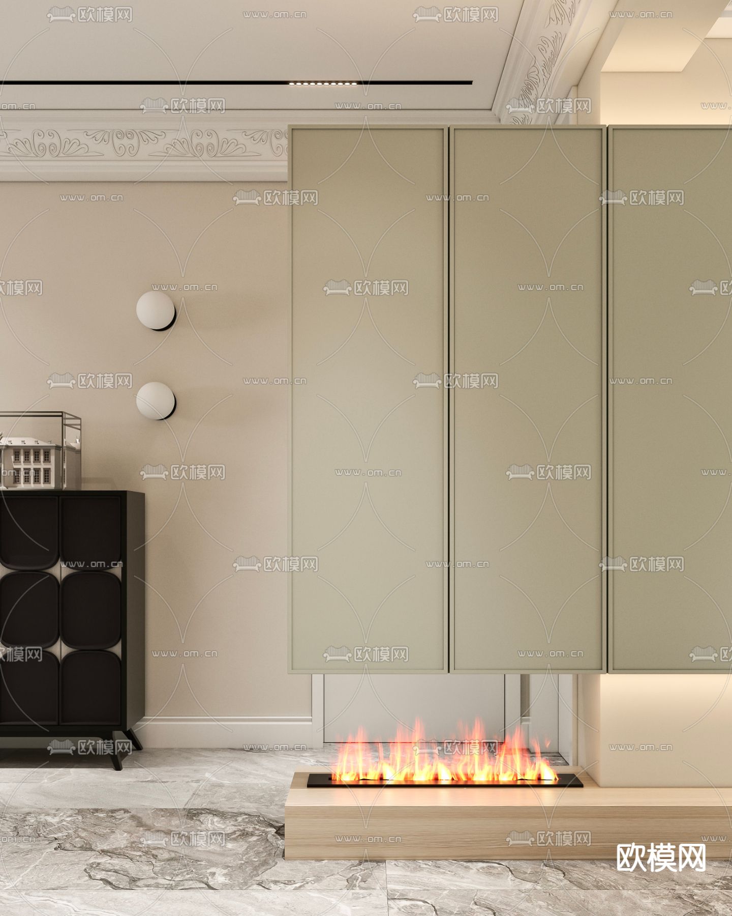 法式客餐厅3d模型下载（渲染图4）