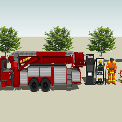  现代消防设备灭火器箱消防栓su模型 