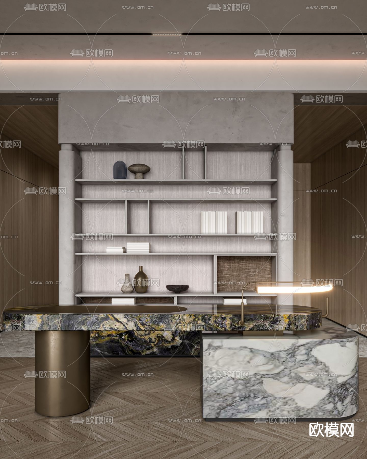 新古典前台 接待3d模型下载（渲染图1）