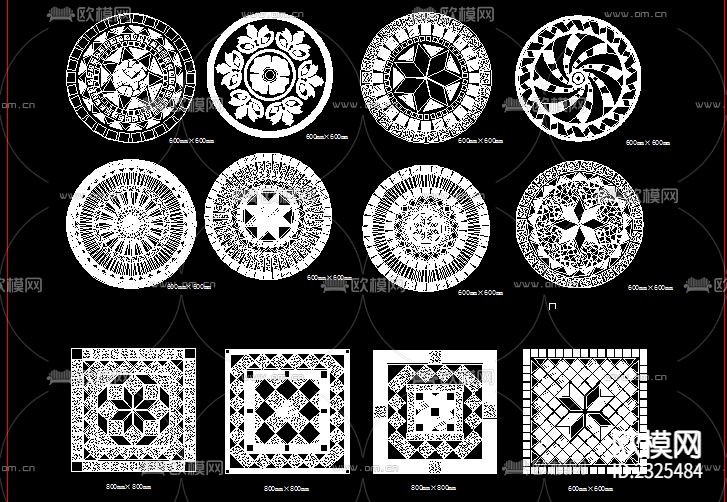 无缝石材花素材CAD施工图下载（渲染图1）