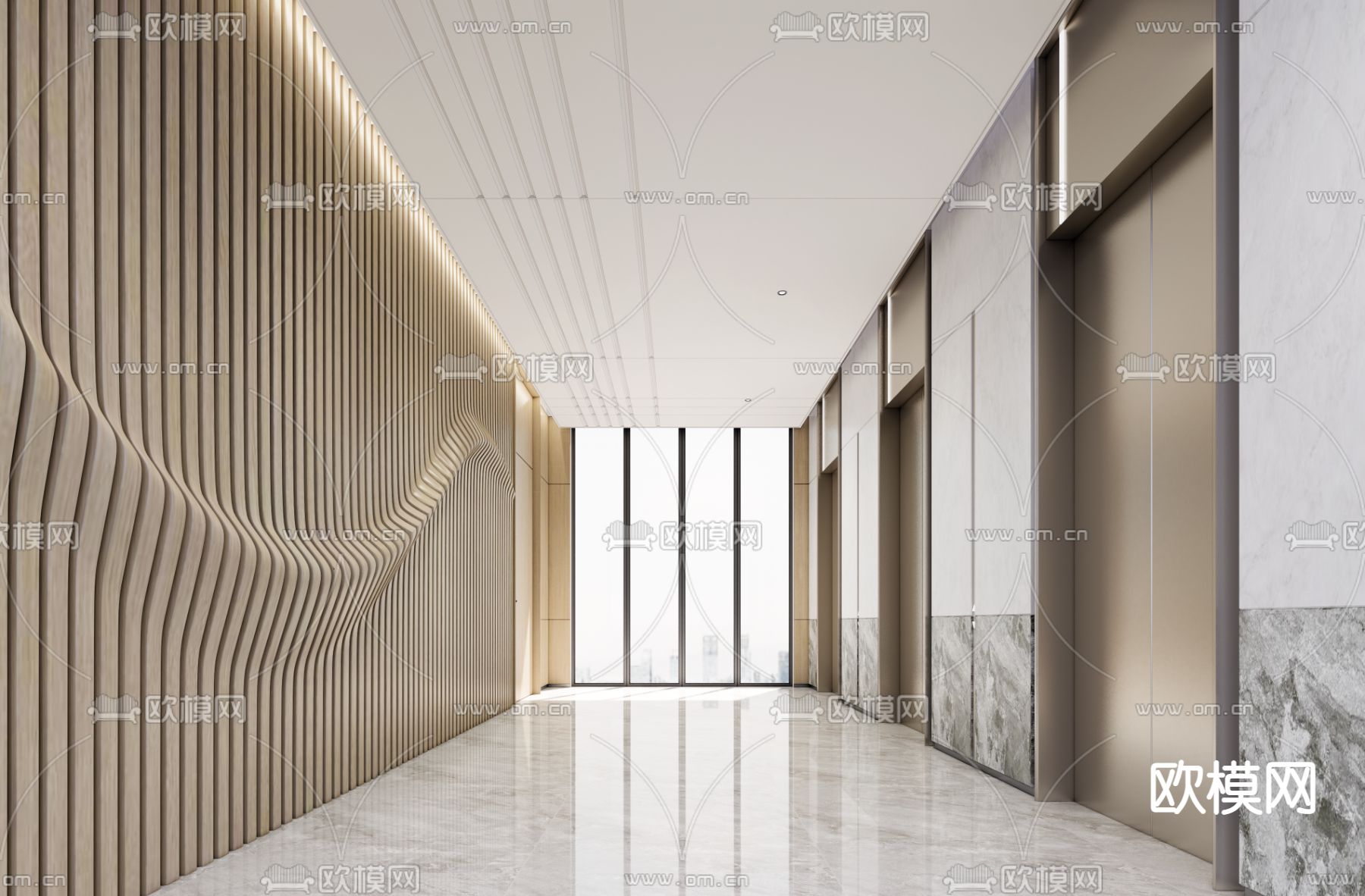 办公楼电梯厅 电梯间3d模型下载