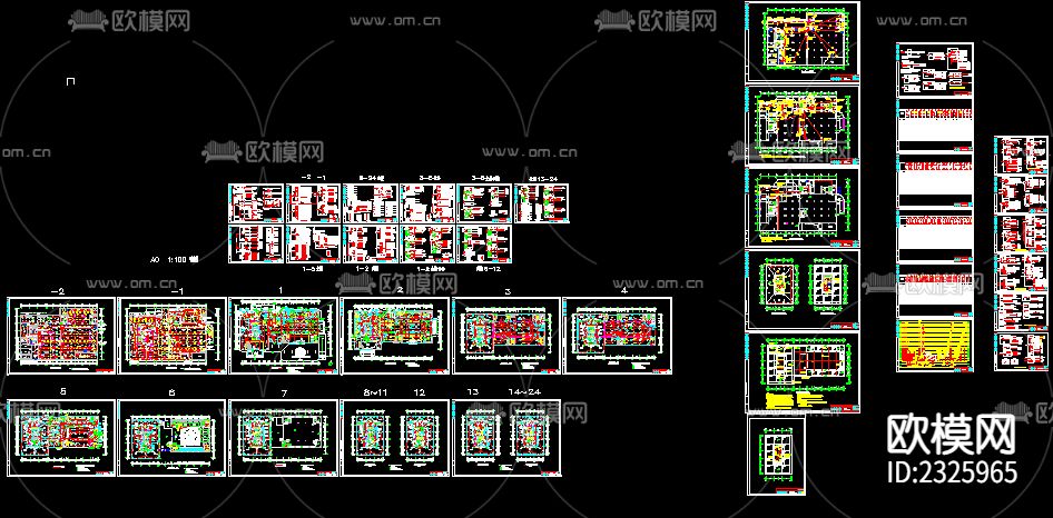 高层办公楼强电CAD施工图下载（渲染图1）