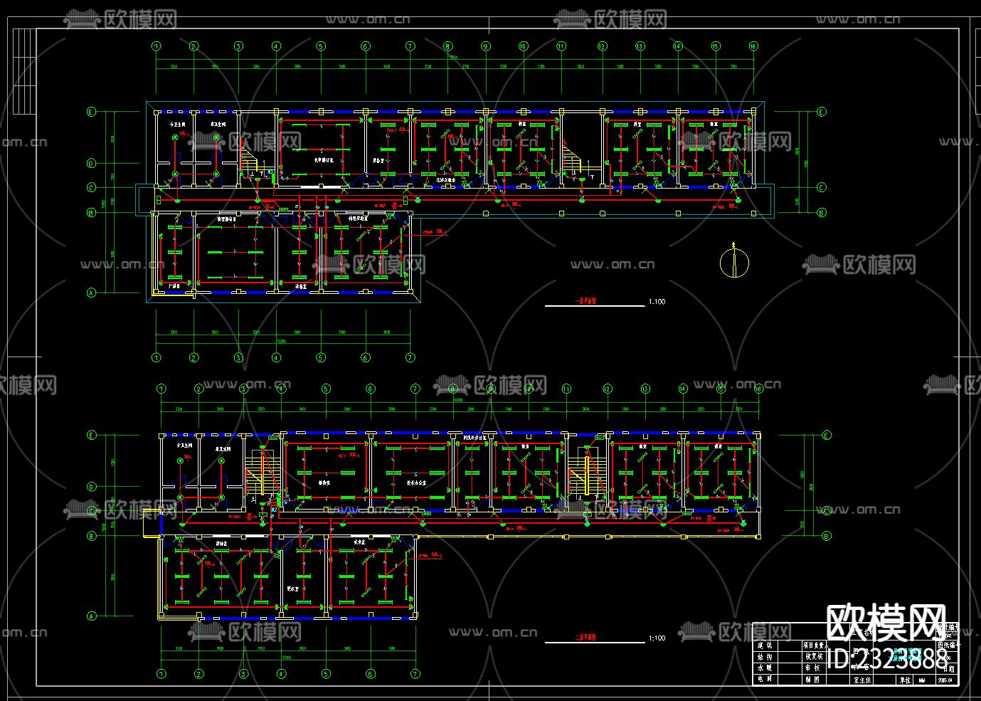 教学楼电气CAD施工图下载（渲染图4）
