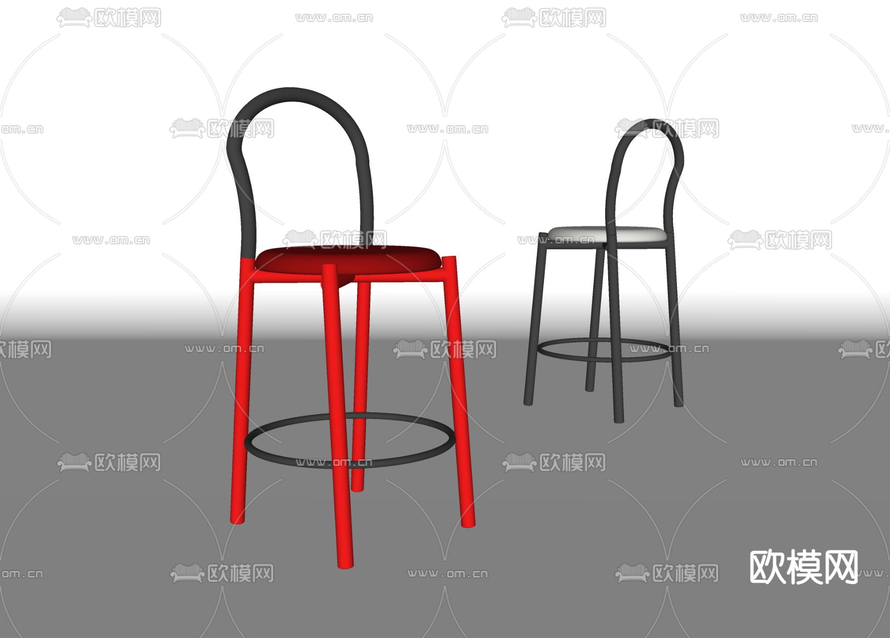 现代吧台椅 吧凳su模型
