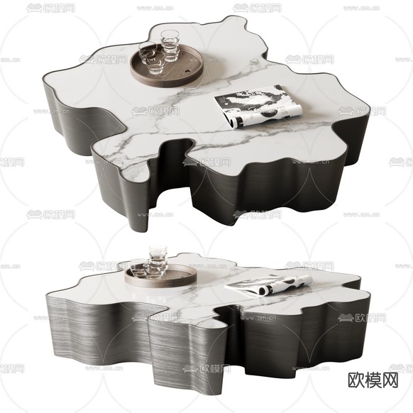 现代不规则茶几3d模型下载