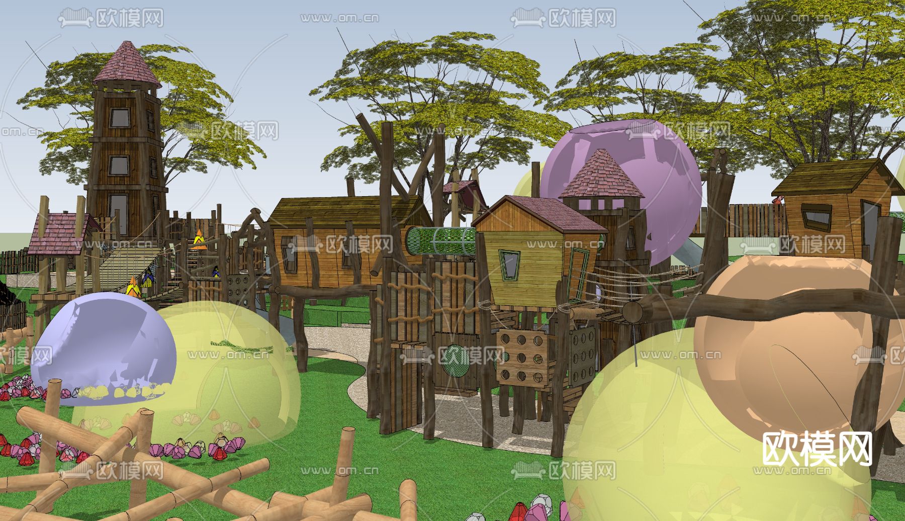 现代农场儿童活动场地su模型下载（渲染图2）