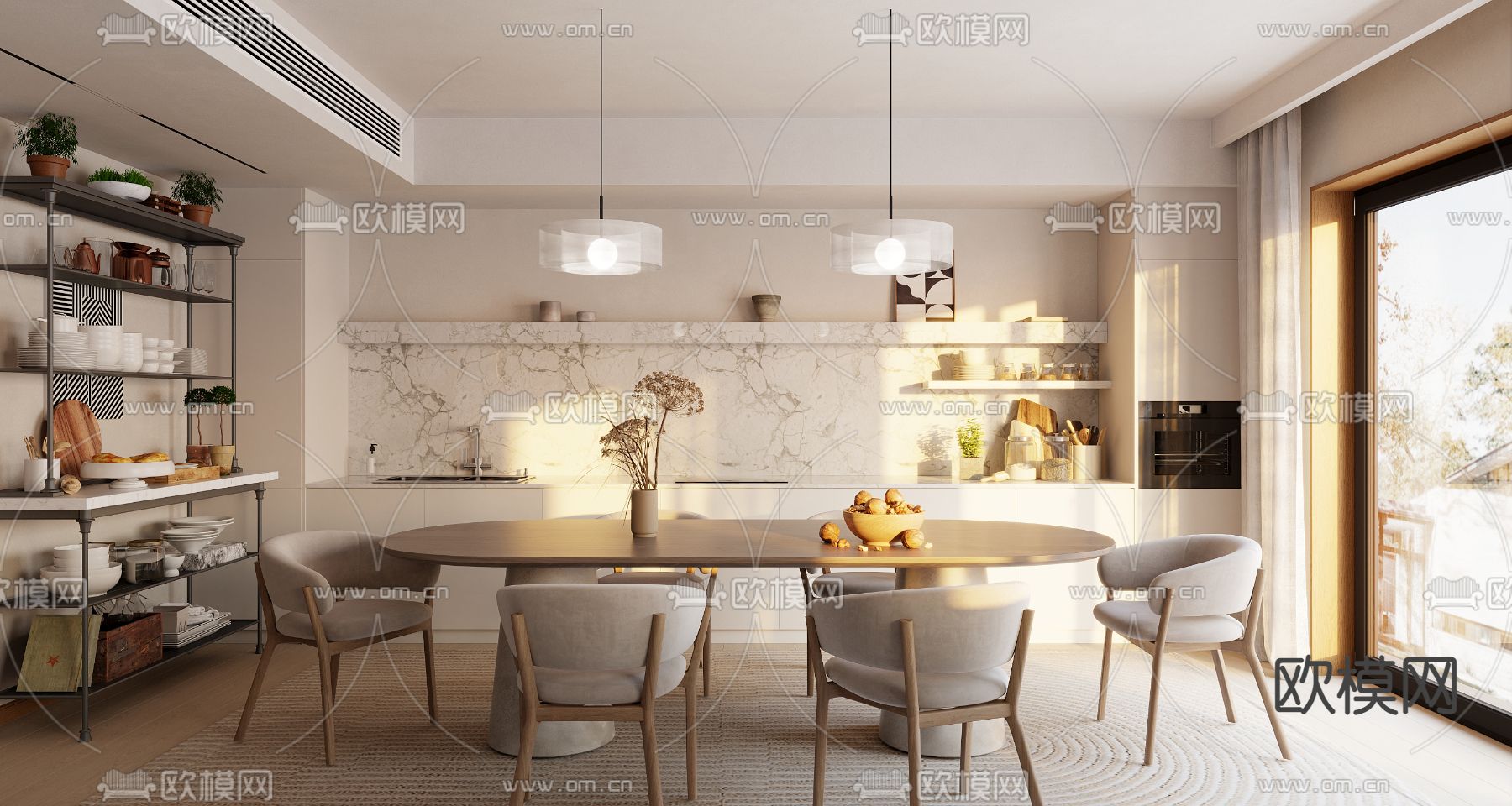 侘寂客餐厅3d模型下载（渲染图4）